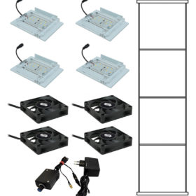 Set: fans + lights for plant cabinet